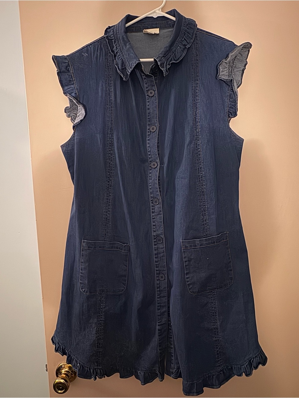 BiBi Denim Ruffle-Sleeve Button Front dress